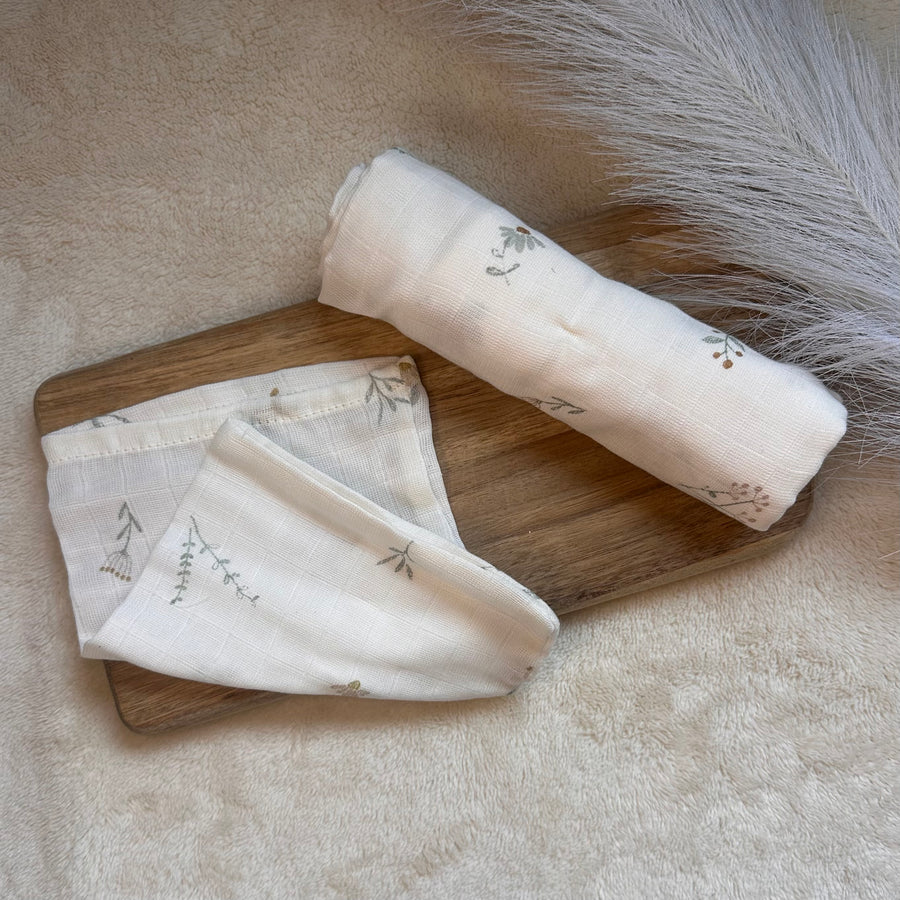 Hydrofiele doek + washand bloemen